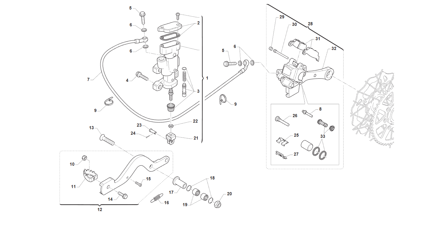 2T 125/144 MX DE 2011 A 2014 - BASTIDOR - FRENO TRASERO